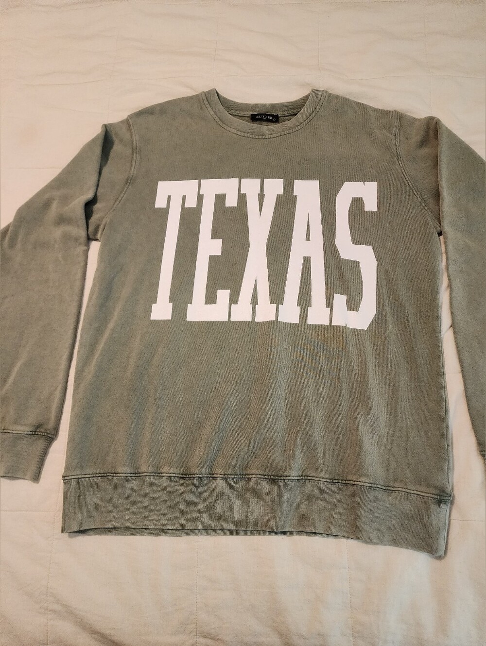 Zutter French Terry Cotton Texas Graphic Sweatshirt Sage Green Large New Western